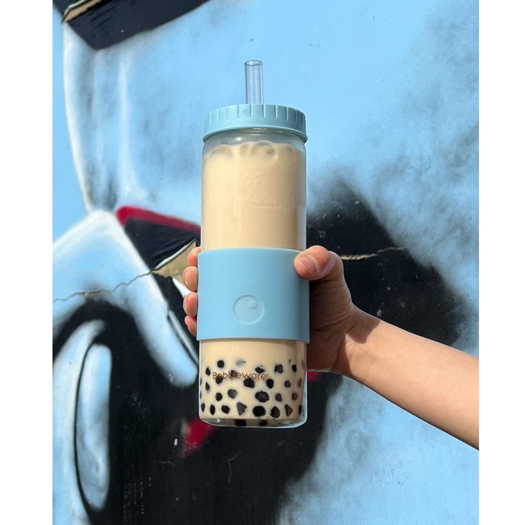 Bobbleware Borosilicate Glass Bubble Tea Tumbler with Lid & Straw, Reusable  Boba Smoothie Cup, Wide Mouth Travel Tumbler with Sleeve, Leak-proof,  Dishwasher Safe, BPA-free, Ivory-17oz/500ml : : Home